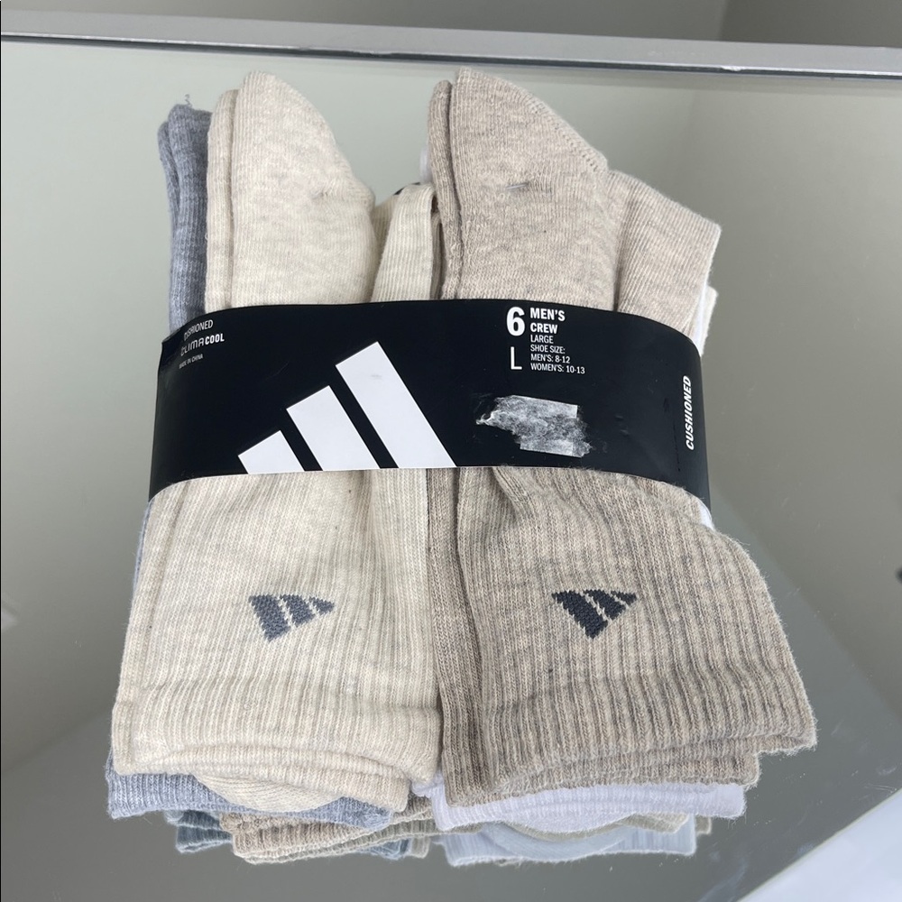 Adidas Climacool Cushioned Crew Socks 6-Pack Men's Large NWT